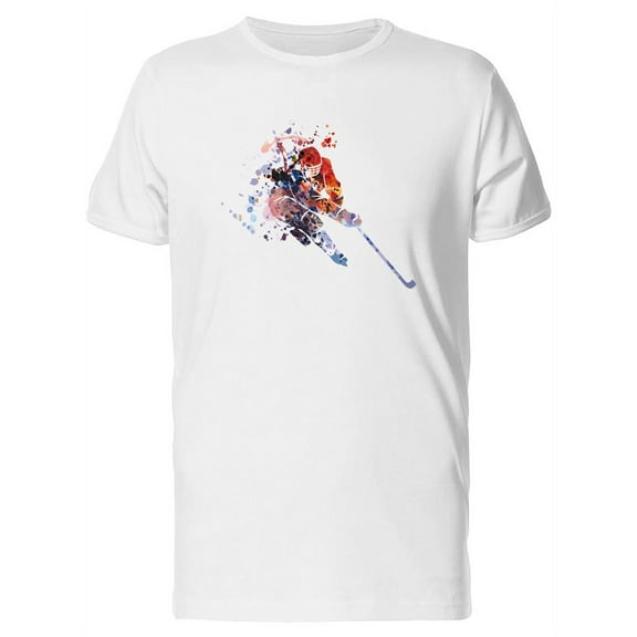 Smartprints Mens Graphic Tee - Hockey Player Paint Art - Regular Fit 100% Cotton