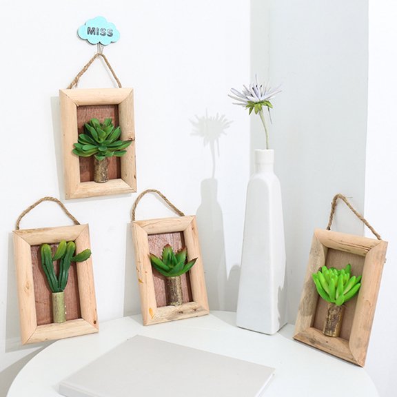 Ludlz Wall Hanging Planter Succulent , Decorative Freestanding Mount Holder for Air Plants,Artificial Succulent Beautiful Realistic Cute Wall Hanging Potted Simulation Succulent for Indoor