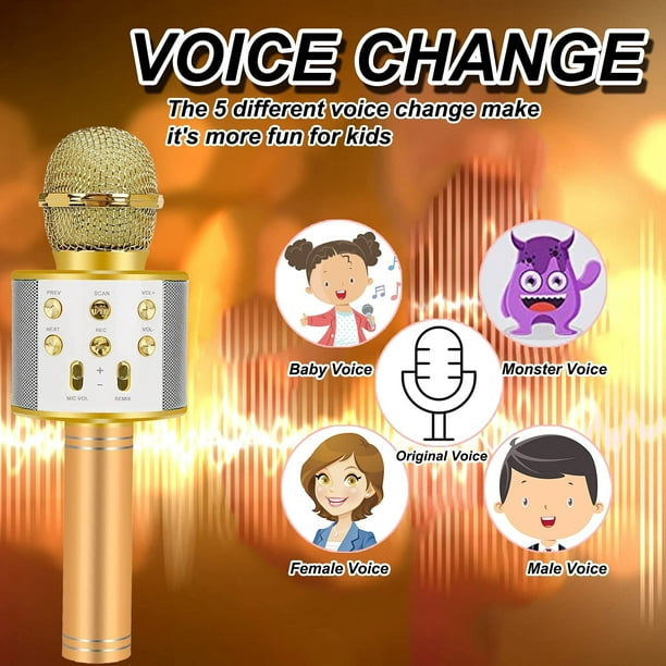 Micro Sans fil avec Lumières LED, Micro karaoke Bluetooth, Micro enfant  pour chanter fille, Jouet enfant fille, Cadeau fille, Jouet fille 4-12 Ans