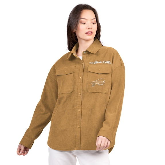 Women's G-III 4Her by Carl Banks  Brown Buffalo Bills Re-Match Corduroy Full-Snap Shacket