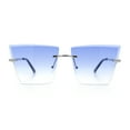 thumbnail image 5 of Womens Beveled Large Square Rectangle Rimless Cat Eye Luxury Sunglasses Silver - Blue, 5 of 8