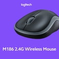 thumbnail image 3 of TFixol Logitech M186 2.4G Wireless Mouse Ergonomic Symmetrical Office Mice with 10m Wireless Transmission Distance for PC Laptop Grey, 3 of 8