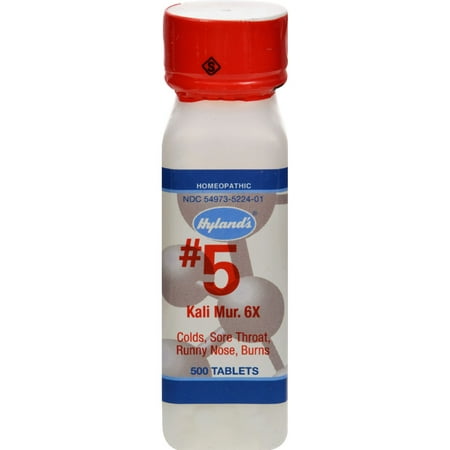 Hyland's Cell Salts #5 Kali Muriaticum 6X Tablets, Natural Relief of Colds, Sore Throat, Runny Nose, and Burns, 500 Count