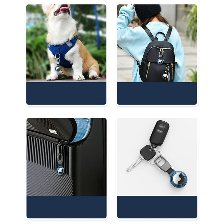 4 Pack Airtag Keychain Holder, Magnetic Case Compatible with Apple AirTags,  Metal Air Tag Holder Anti-Lost Airtag Luggage Dog Cat Pet Collar Holder 