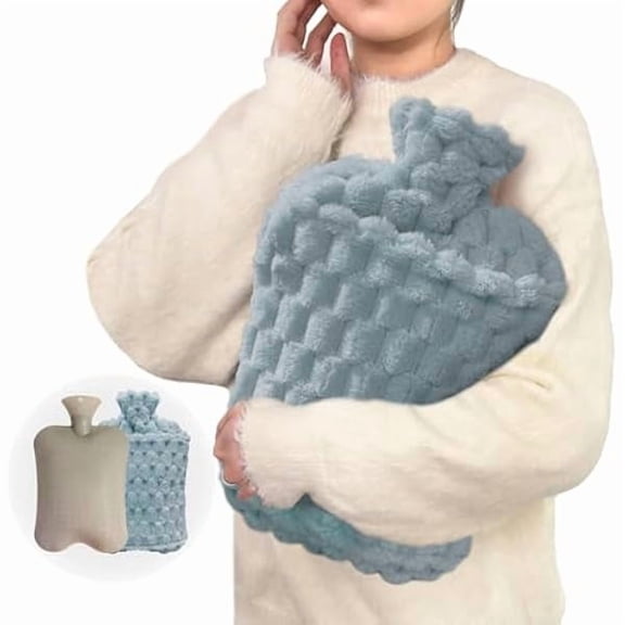 wen997 Hot Water Bottle with Softer Cover 3L Extra Large Hot Water Bag with Hand Pocket, Hot Cold Compress for Pain Relief, Hands Feet Warmer, Warming Bed