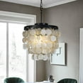 thumbnail image 4 of 3-Light Matt Black Indoor Coastal Decor Capiz Shell Flush Mount Chandelier, 4 of 7