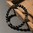 thumbnail image 5 of Black Lava Stone Bracelet for Daily Wear - Unisex Elastic Stretch Beaded Wristband Adjustable Energy Jewelry for All Occasions, 5 of 6