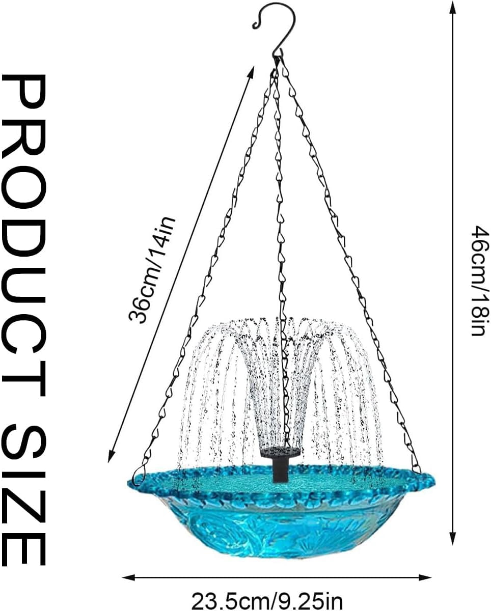 Solar Cascade Hanging Bird Bath Fountain, Outdoor Bathable Bird Feeder, No Wiring or Power Required, Attract Wild Birds & Hummingbirds, for Outdoor Garden, Terrace Decoration