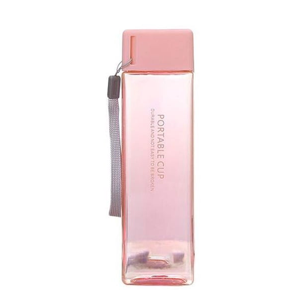 Wosthever 1 Uds. Botella de agua cuadrada transparente de 450ml vaso esmerilado de plástico para deportes de jugo frío al aire libre con taza Type9 NO9
