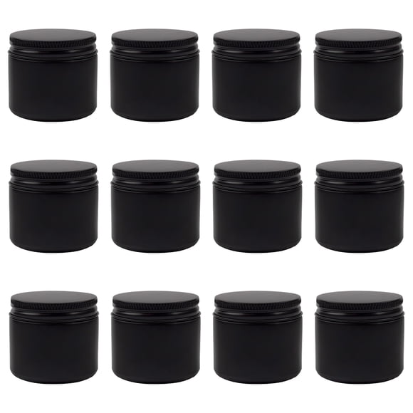 Frascos de vidrio Cornucopia de 60 ml con revestimiento negro y tapa de metal negro