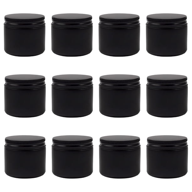Frascos de vidrio Cornucopia de 60 ml con revestimiento negro y tapa de metal negro