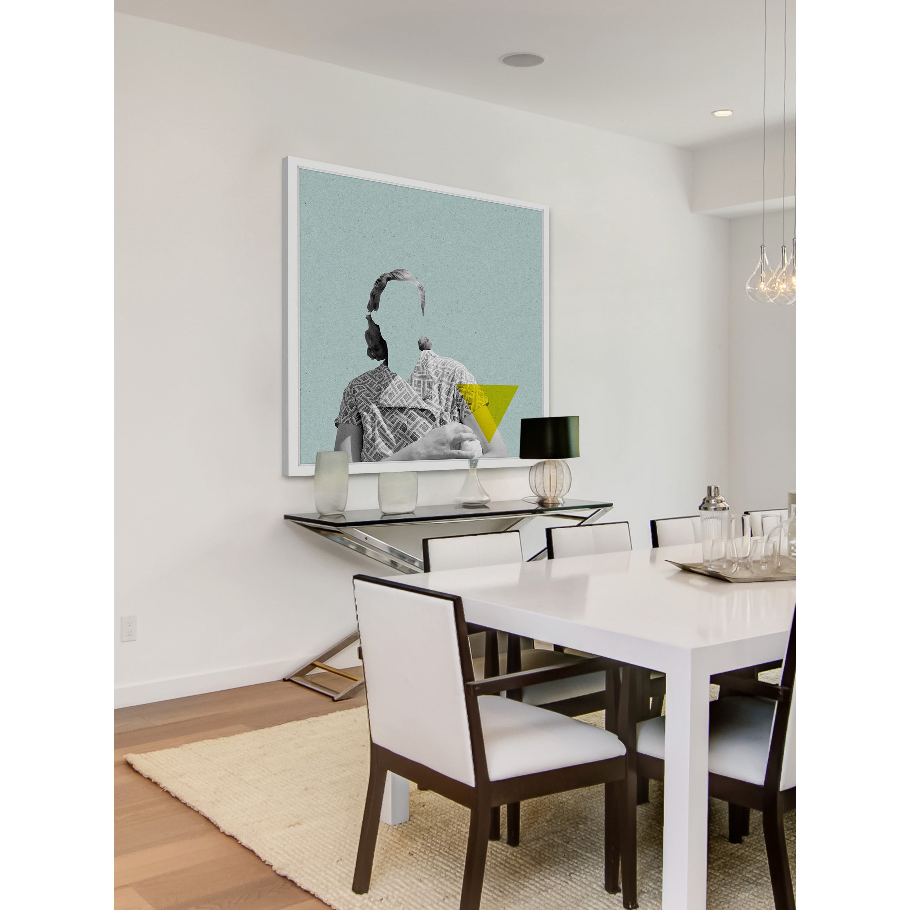 Marmont Hill "No Face Rosa Triangulos" by Bengoa Vazquez Framed Painting Print