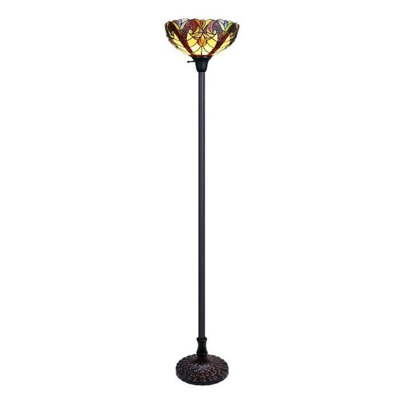 Pemberly Row 1-Light Metal Torchiere Floor Lamp in Dark Bronze