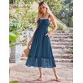 thumbnail image 2 of Vestido GRACE KARIN, casual, de verano, maxi azul fruncido para mujer, 2 of 7