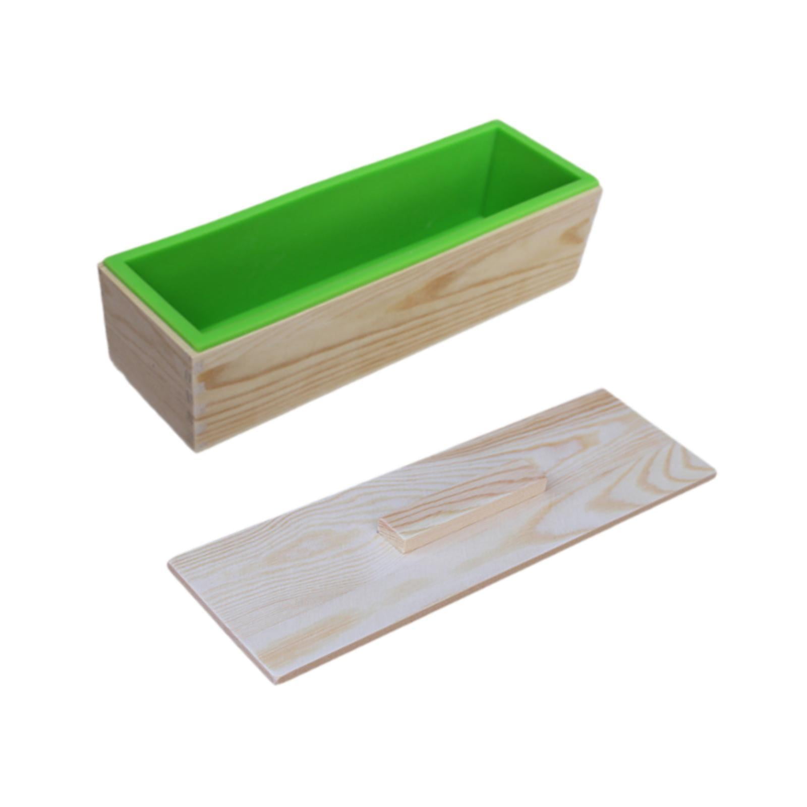 QccHieUs Rectangle Handmade Soap Mould with Wood Box for Candles Making Soap Supplies Green