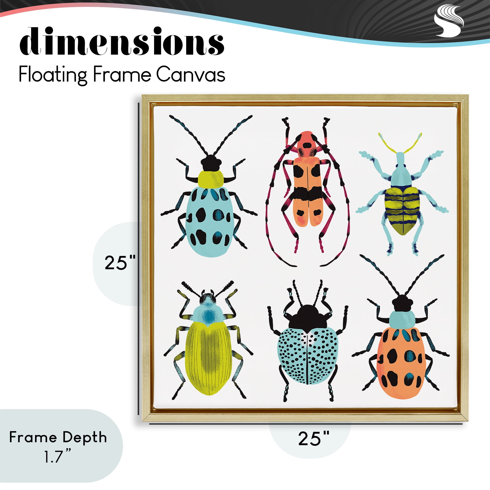 Stupell Industries Beetles & Bugs Collection Gold Framed Floater Canvas Wall Art, design by Metka Hiti