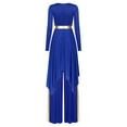 thumbnail image 4 of iiniim Women's Round Neck Long Sleeve Church Praise Worship Dance Dress with Wide Leg Pants Blue XL, 4 of 7