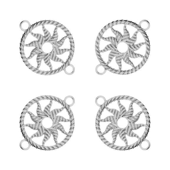 John Bead Beadwork Findings 12pcs Silver Jewelry Findings Pendants | Circle with Sun (4pcs x Pack of 3)