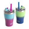 Tasty Kids 14 Oz Double Wall Stainless Steel Tumbler with Straw, Multicolor, 2 Pack