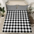 thumbnail image 2 of jejeloiu Modern Grid Bed Sheets,Abstract Geometric Geometric King Sheets,Black White Sheet Set,Breathable Bedroom Decor,4pcs, 2 of 7