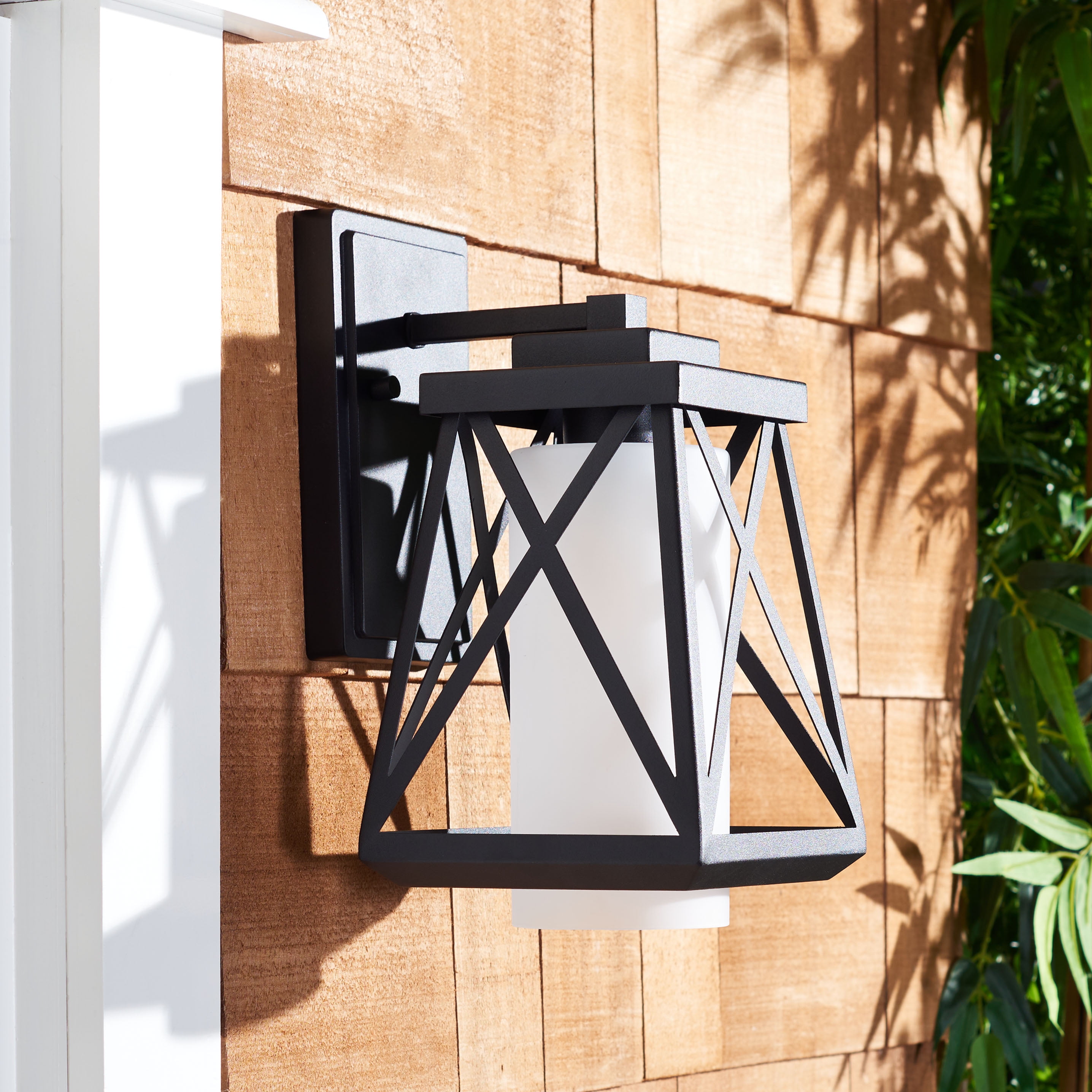 SAFAVIEH Braith 2-Light A19 Black Steel Wall Sconce with Black Shade, Set of 2