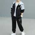 thumbnail image 3 of Haitryli Kids 2 Piece Sport Sweatsuit Boys Zip Up Hoodie Jacket and Jogger Pants Trousers Set Black 5-6, 3 of 7