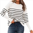 thumbnail image 1 of Suéter de Otoño 2025 para Mujer, Jersey de Punto Acanalado de Larga, Holgado, Cuello Redondo, Murciélago, Suéter Dividido. Color y Negro XL, 1 of 9