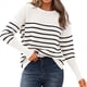 thumbnail image 1 of Suéter de Otoño 2025 para Mujer, Jersey de Punto Acanalado de Larga, Holgado, Cuello Redondo, Murciélago, Suéter Dividido. Color y Negro XL, 1 of 9