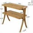 thumbnail image 2 of 2-Tier Narrow Side Table, Walnut Wood Grain, Herringbone Legs, for Small Spaces/Living Room/Bedroom, 2 of 6