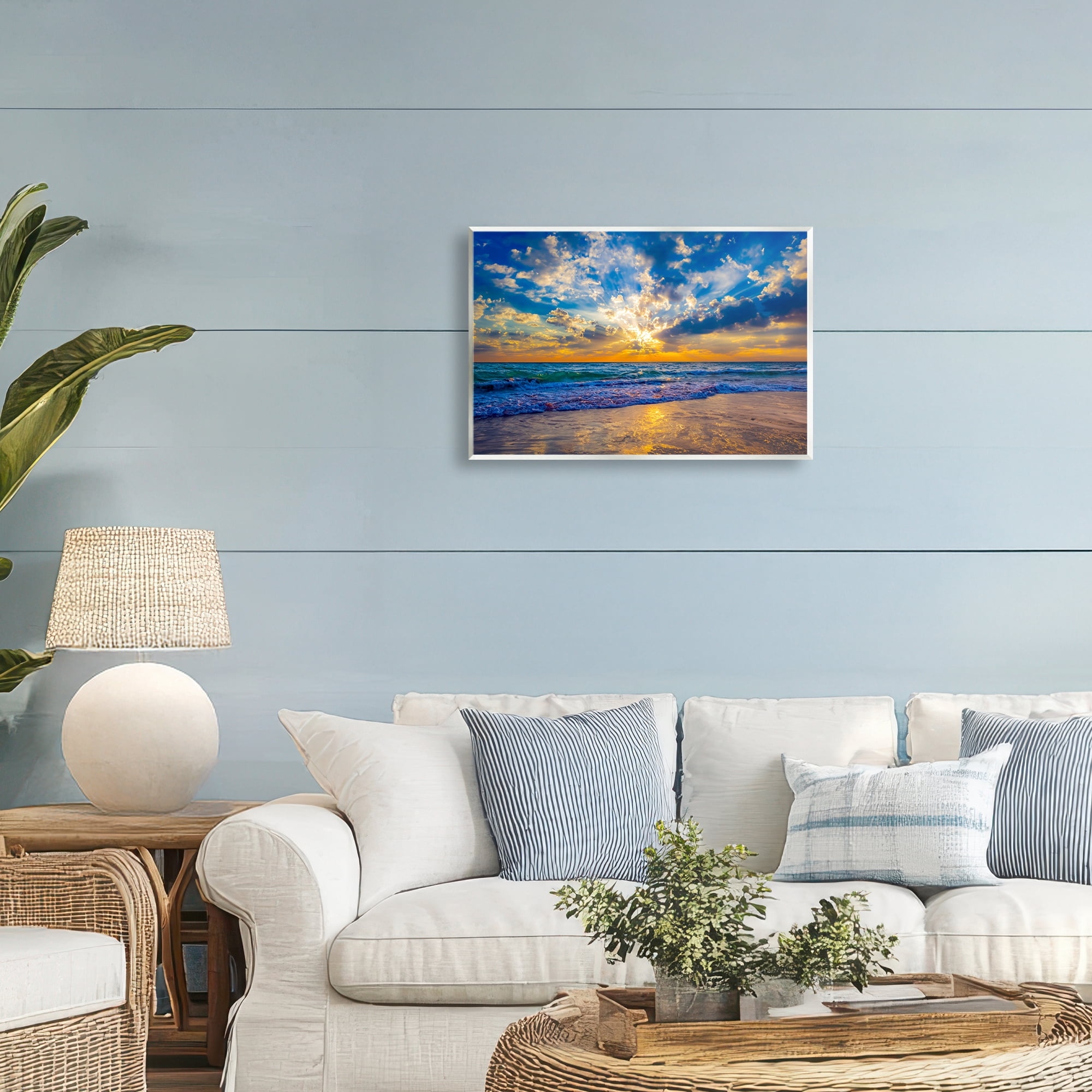 Stupell Industries Golden Blue Sun Ray On Beach Wall Plaque Art, design by Eszra Tanner