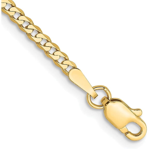 Avariah Diamonds Solid 10k Yellow Gold 2.2mm Flat Beveled Curb Chain - 18"