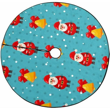 ZHANZZK SantaJingle Bell Raster Xmas Christmas Tree Skirt Stand Mat for Holiday Party Decoration Indoor Outdoor 36 inches