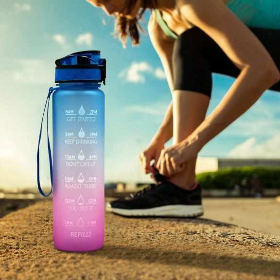 Herrnalise 1L/750ml Motivational Water Bottle with Time Marker,Leak-proof BPA Free Drink Bottle Perfect for Fitness,Gym and Outdoor Sports,Wide Mouth Leakproof,Fast Flow Technology