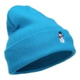 thumbnail image 4 of Snowman with Scarf Embroidered Long Beanie - Aqua OSFM, 4 of 5
