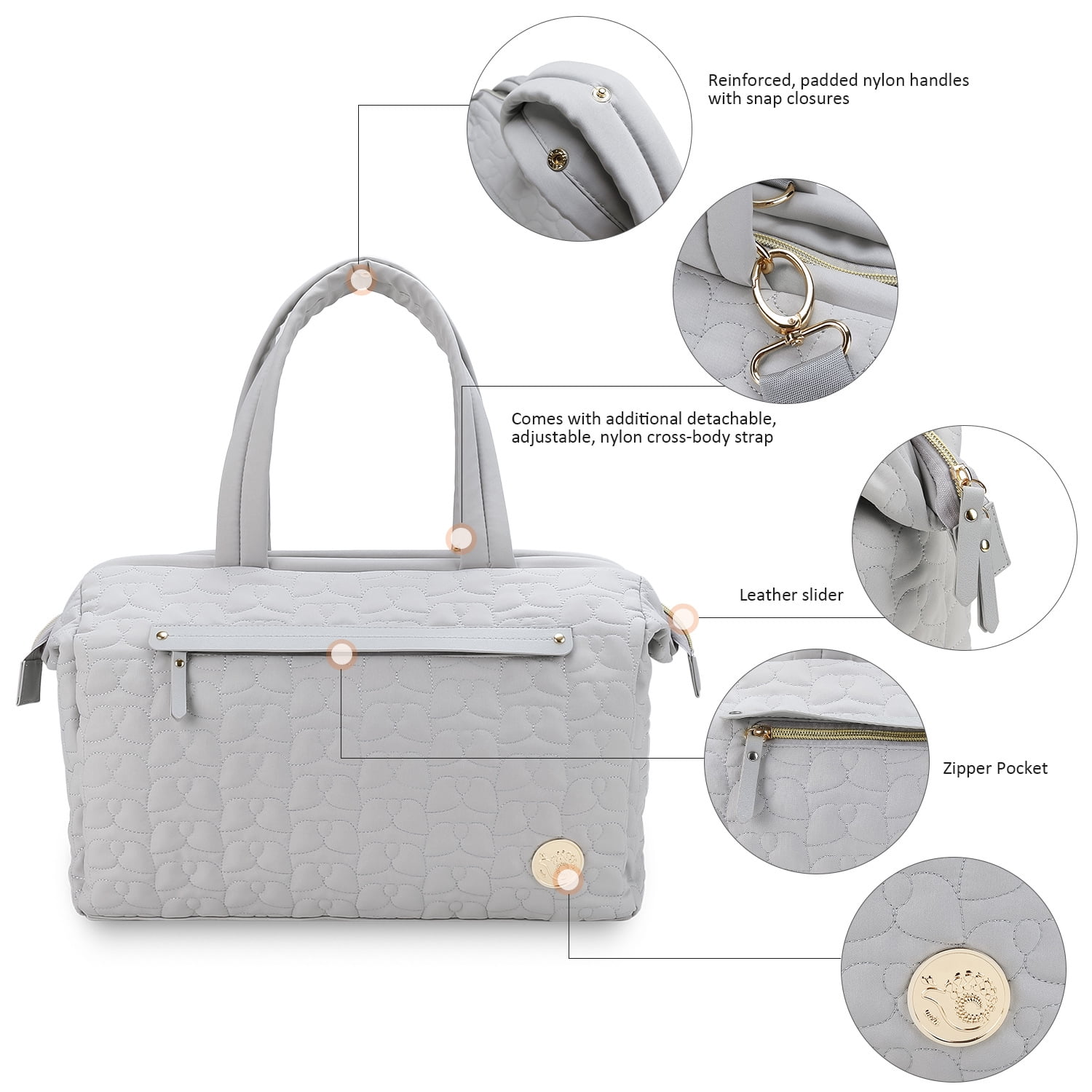 Sunyuer Diaper Bag Tote, Quilted Mommy Bag Function Large Capacity Maternity Bag with Shoulder Strap Wet Pocket