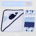thumbnail image 6 of Softan Baby Hooded Bath Towel and Washcloths, Extra Soft and Ultra Absorbent, 6 Pack Gift for Newborn and Infants, Whale Bro, 6 of 6