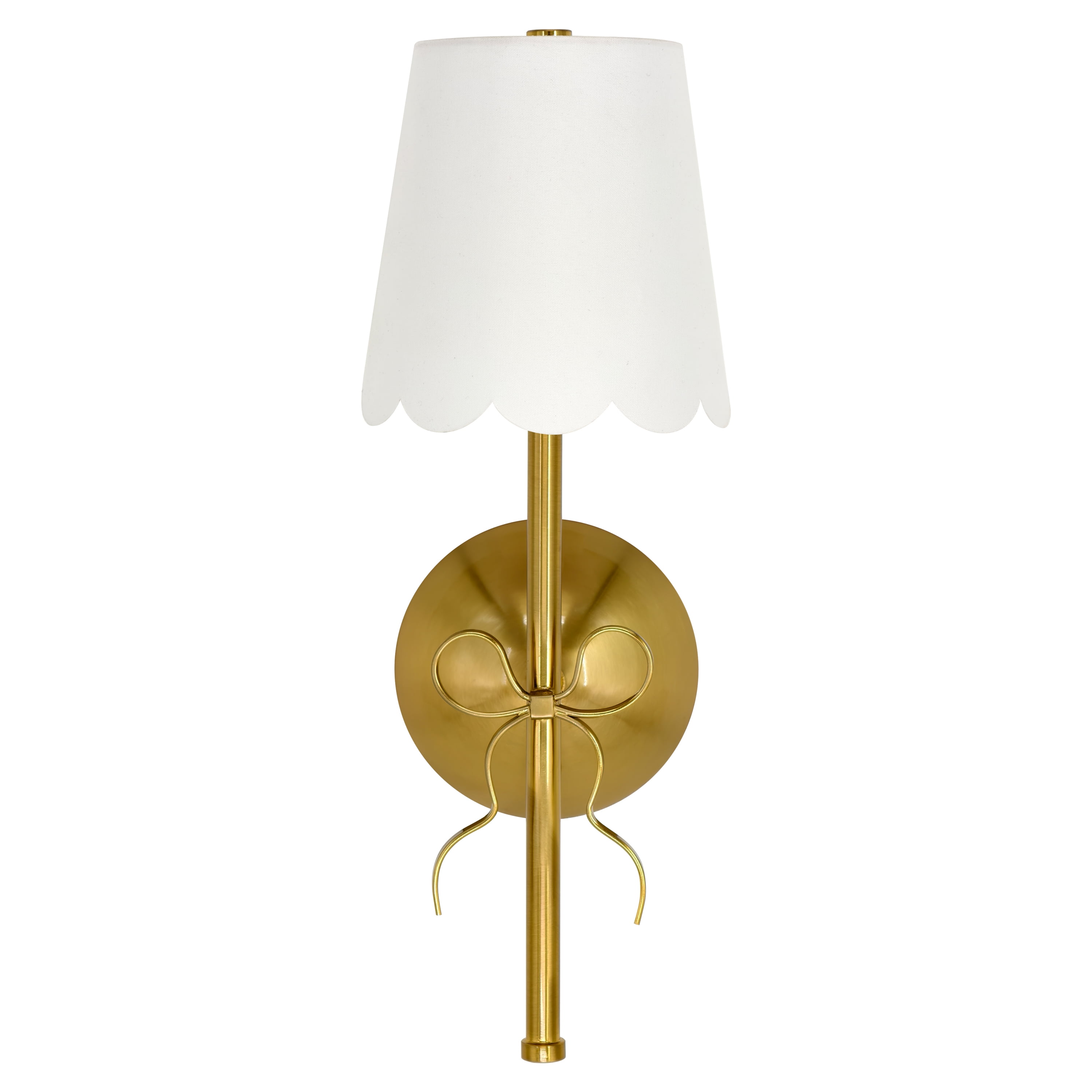 Home Decor Collection Sterling & Noble Home Cordless Brass Wall Sconce with Scallop Shade and Remote, 13.07"