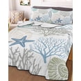 thumbnail image 3 of Quilts Twin-XL Size Bedding Set, Coastal Lightweight Quilted Comforter, Summer Beach Nautical Coral Starfish Soft Reversible Bedspread Coverlet with Pillow Covers for All Season, 68" x 98", 3 of 7