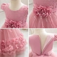 thumbnail image 5 of CPNG Toddler Baby Girls Birthday Party Dress Cap Sleeve Flower Girl Wedding Shiny Butterfly Pageant Formal Ball Dress(Pink,4-5 Years), 5 of 7