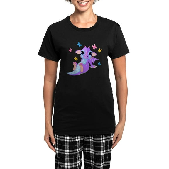 CafePress - Cute Baby Dragon Women's Dark Pajamas - Women's Short Sleeve Print T-Shirt and Pants Dark Cotton Pajama Set