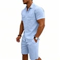 thumbnail image 6 of Mrmaere Men's Suit Set With Pockets Solid Pattern For Daily Wear And Casual Activities Ideal For Outdoor Sports And Weekend Light Blue M, 6 of 9