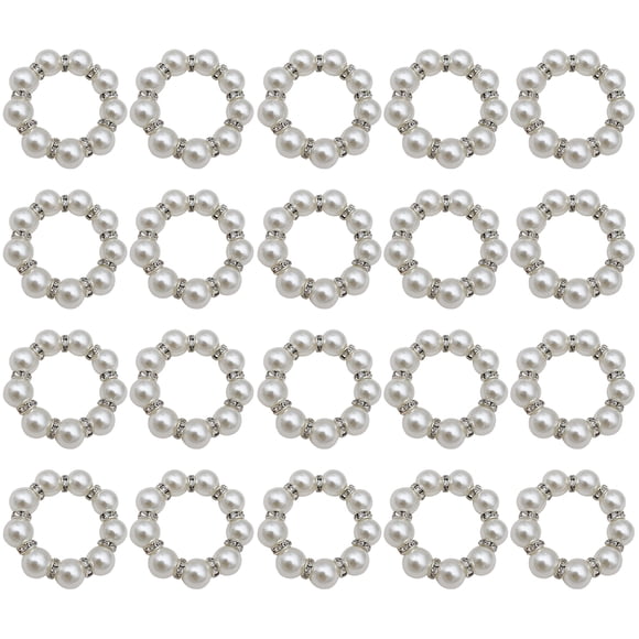 Inteprter Servilleteros de ABS con perlas, decoración dorada y blanca al por mayor para de banquete, servilletas desechables de color blanco y Decoración del hogar 5CM blanco y plata