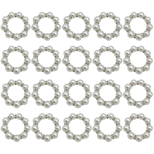 Bewildely Servilleteros dorados desechables, elegante decoración de para cumpleaños, juego de 20 servilleteros dorados Decoración del hogar 5CM blanco y plata