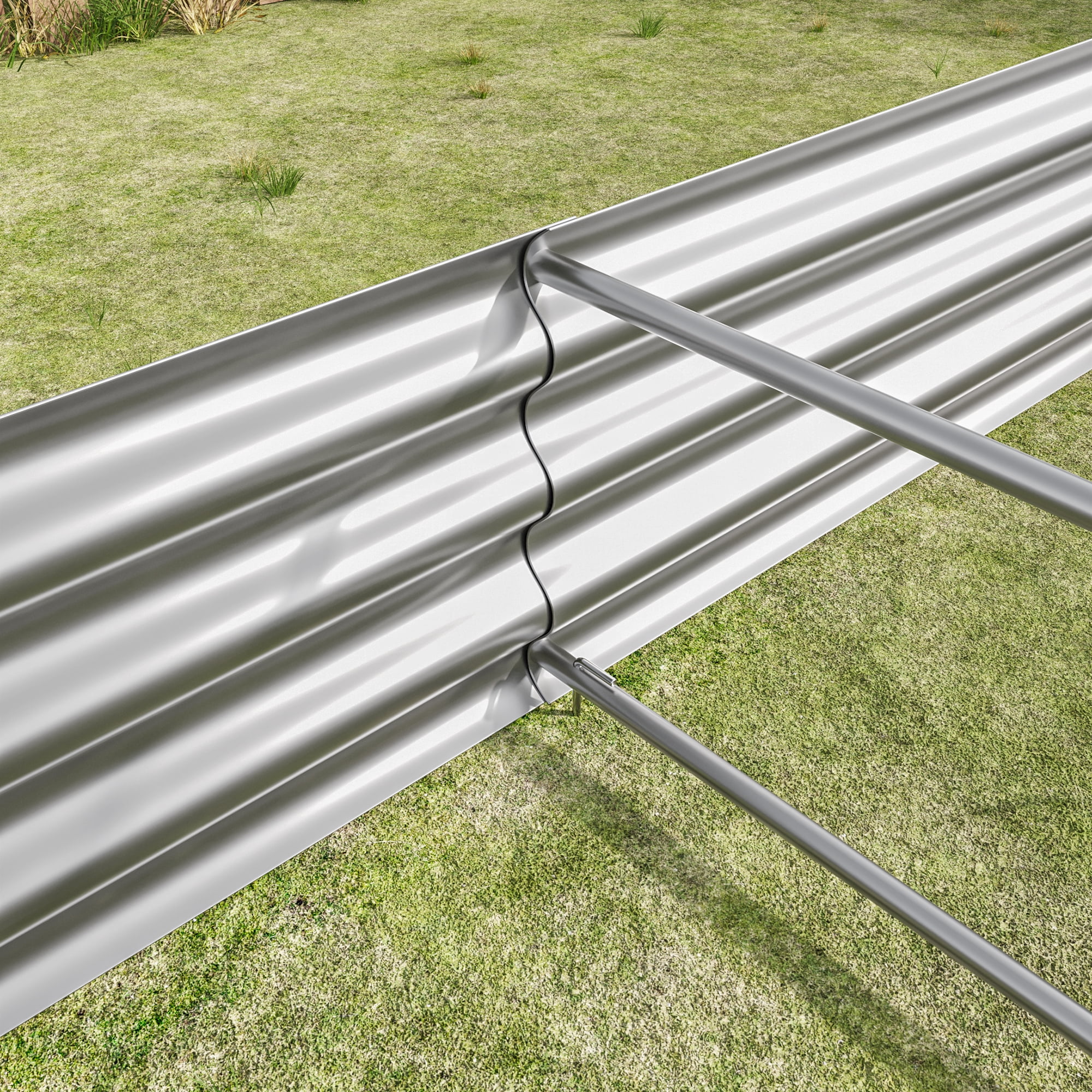 Yoneston Galvanized Raised Garden Beds Kit 7.6x3.7x0.98ft Rectangle Metal Garden Beds Galvanized Steel Planter Box for Vegetables Flowers Herbs Outdoor, Silver
