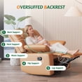 thumbnail image 3 of LAZZO Recliner Chair with Adjustable Armrest and Headrest, Upholstered Swivel Rocking Chair for Nursery & Living Room, Brown, 3 of 10