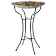 thumbnail image 3 of Northlight 18" Pastel Pink and Blue Flowers Hand Painted Glass Outdoor Patio Bird Bath, 3 of 6