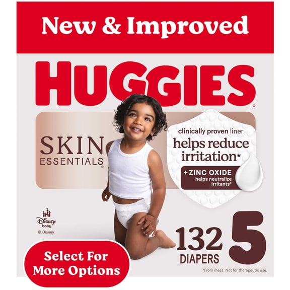 Huggies Skin Essentials Baby Diapers, Size 5 (27  lbs), 132 Count (Select for More Options)