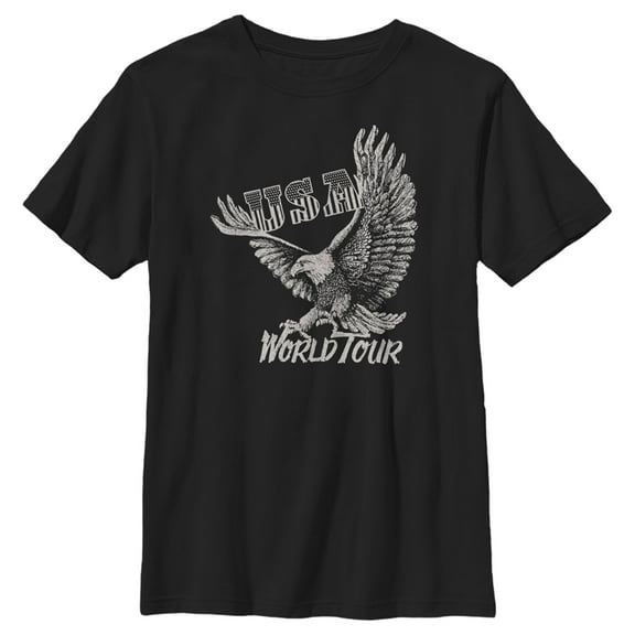 Boy's Lost Gods USA World Tour Eagle Graphic Tee Black Small