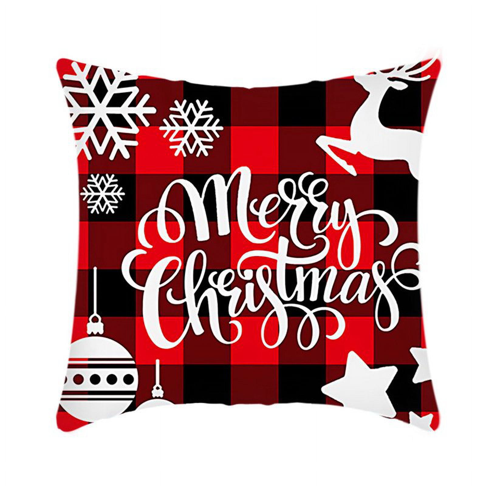 Hlonon Christmas Decorations Christmas Pillow Covers 18 x 18 Inches Set of  4 - Xmas Series Cushion Pillow Cover Custom Zippered Square Pillowcase