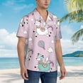 thumbnail image 5 of Kll Men'S Hawaiian Shirt Short Sleeve Button Down Beach Shirts-Llama Unicorn And Rainbow, 5 of 8